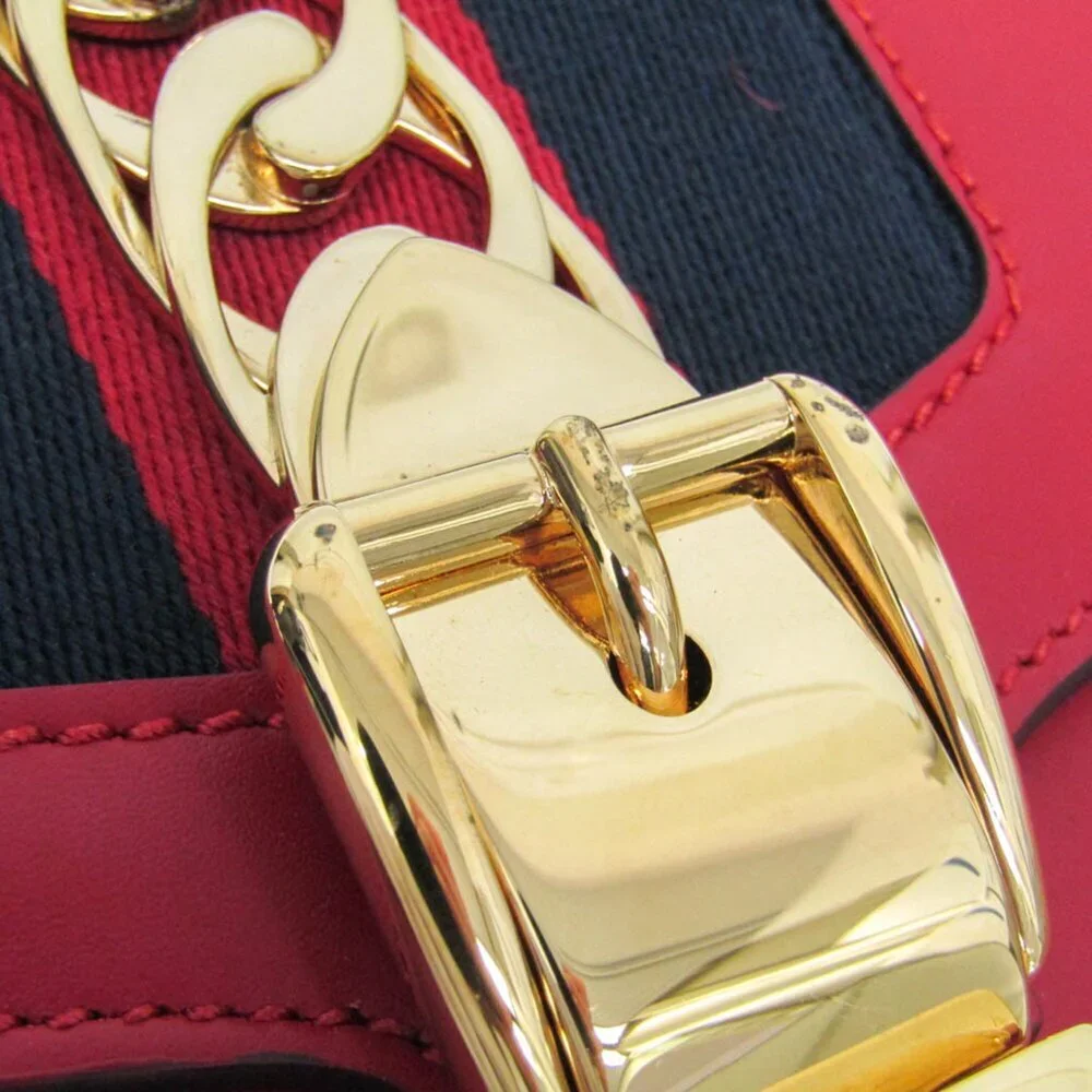 GUCCI Red Leather Sylvie Shoulder Bag - Picture 8 of 14